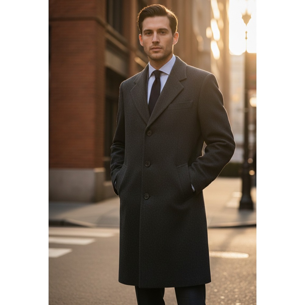 Vintage 90s Christian Dior Monsieur Sport Men's Charcoal Grey Long Wool Overcoat